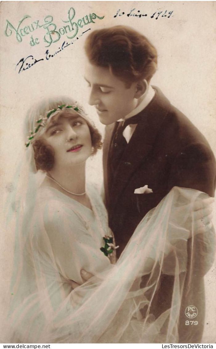 NOCES - Voeux De Bonheur - Un Couple De Jeunes Mariés - Carte Postale Ancienne - Noces