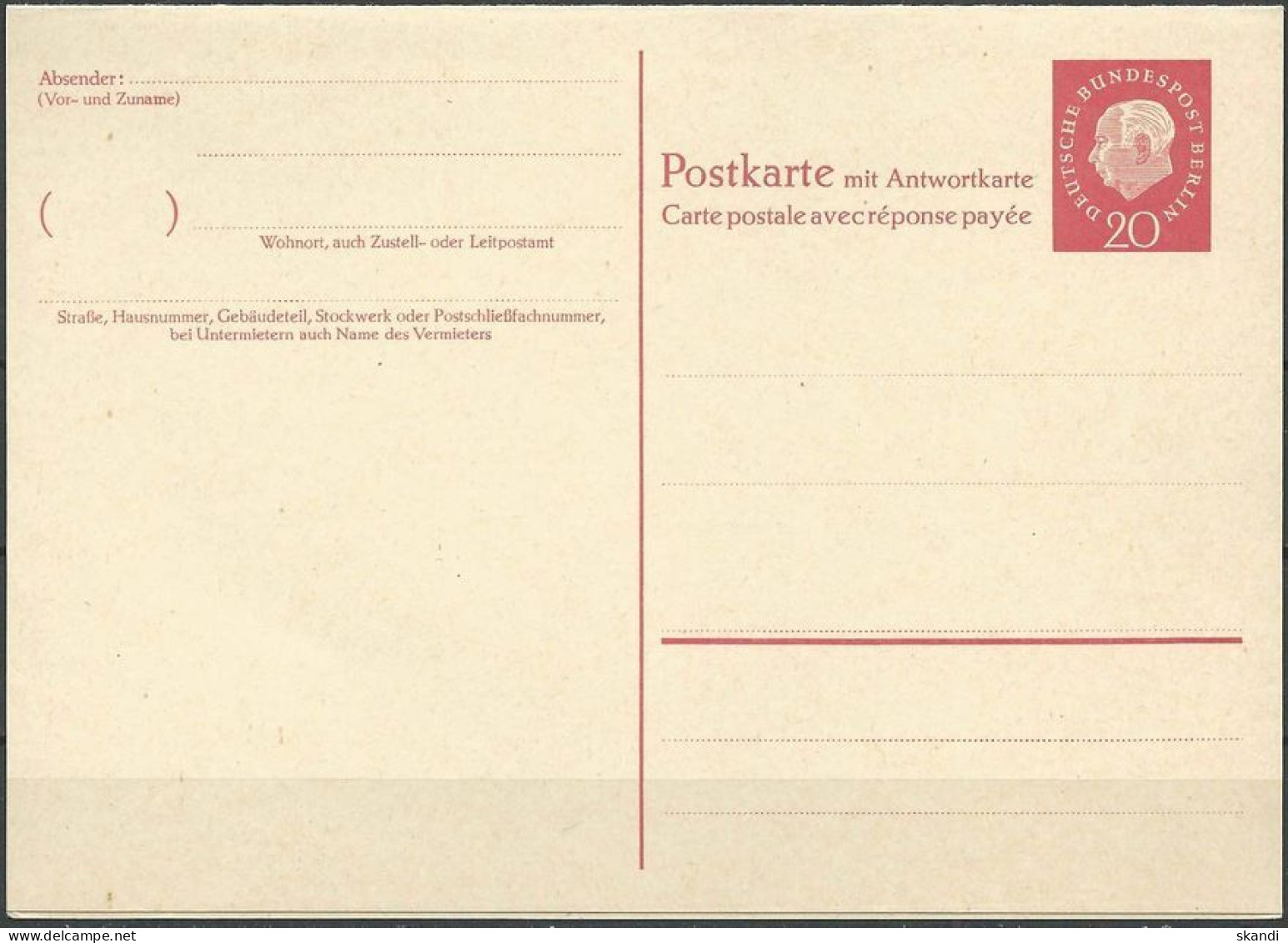 BERLIN 1959 Mi-Nr. P 48 Postkarte Ungelaufen - Cartes Postales - Neuves