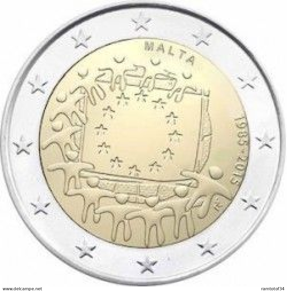 2015 MALTE - 2 Euros Commémorative - 30 Ans Du Drapeau Européen - Malta