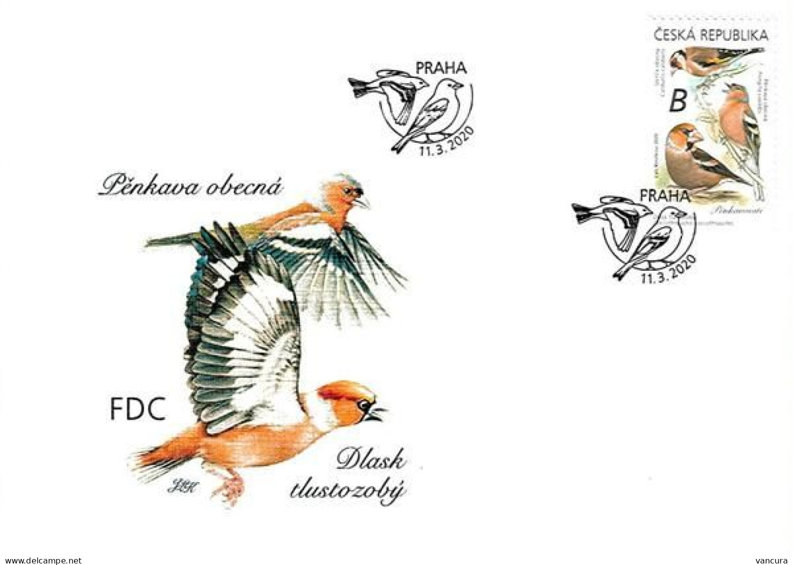 FDC 1067/8, 1076/7, 1083/4 Czech Republic 2020 Songbirds - FDC