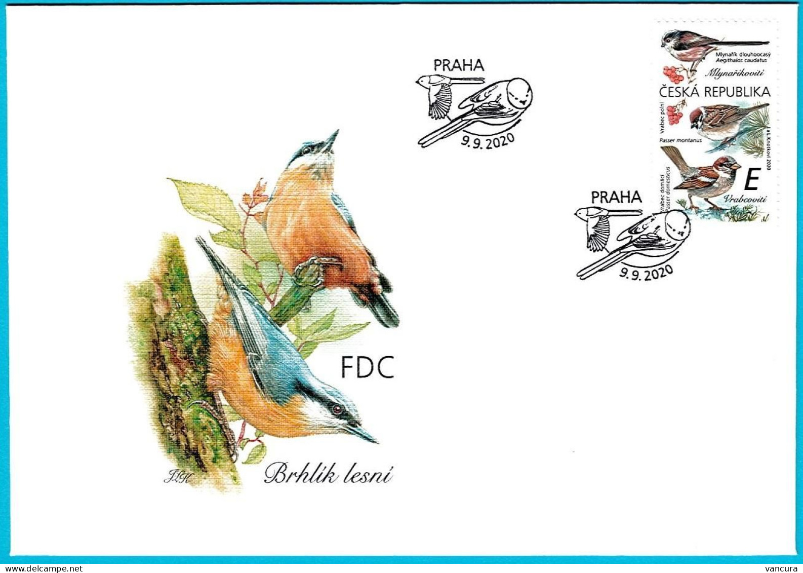 FDC 1067/8, 1076/7, 1083/4 Czech Republic 2020 Songbirds - FDC