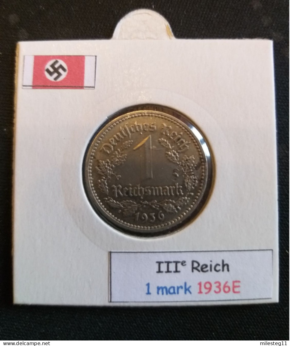 Pièce De 1 Reichsmark De 1936E (Muldenhütten) RARE - 1 Reichsmark