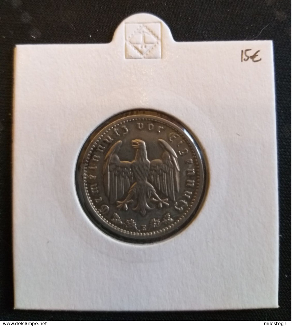 Pièce De 1 Reichsmark De 1936E (Muldenhütten) RARE - 1 Reichsmark