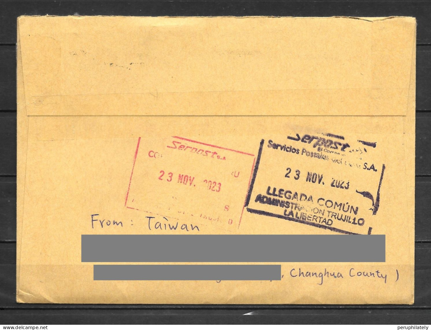 Taiwan Cover With Recent Used Stamps Sent To Peru - Oblitérés