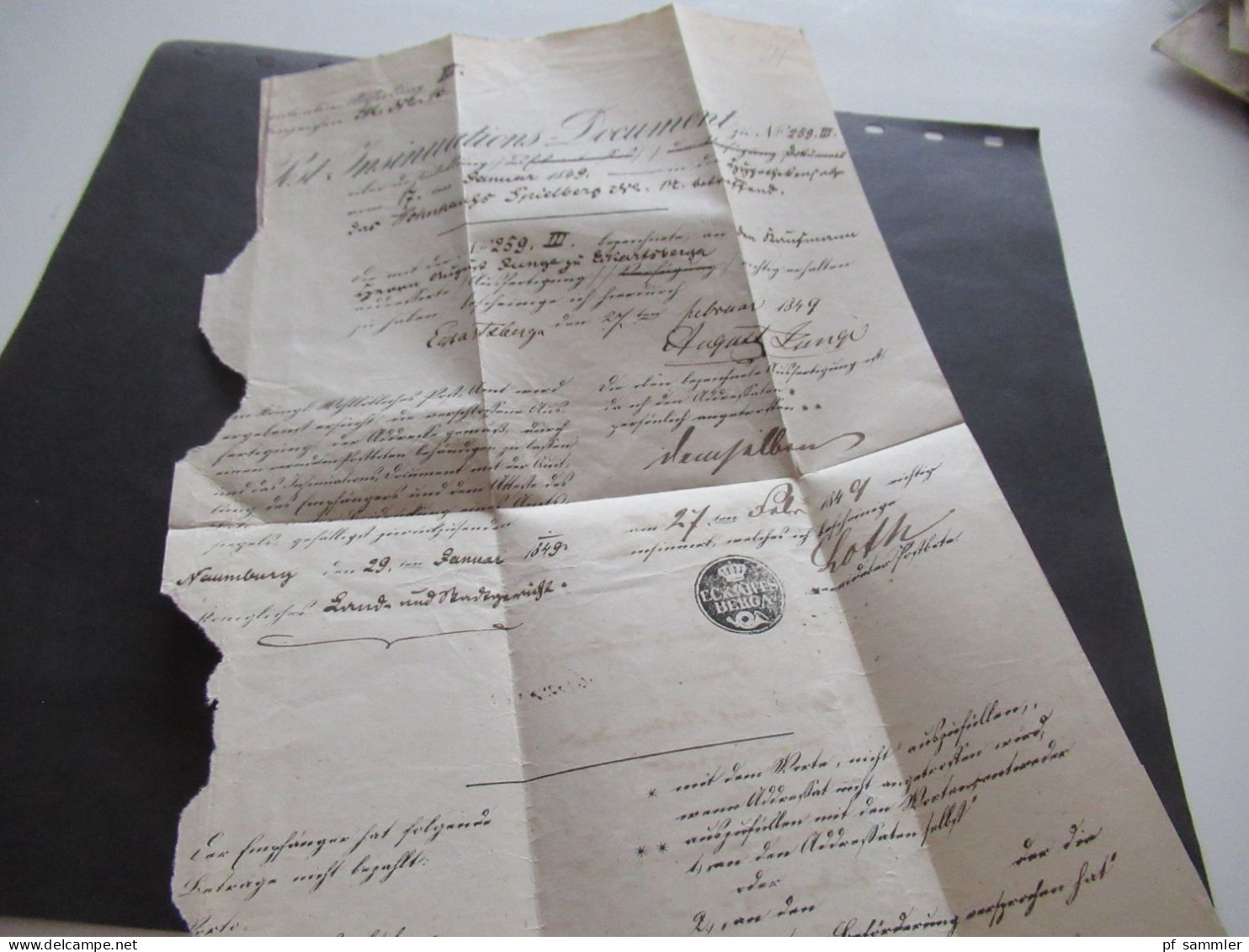 Vorphila / AD Sachsen 1849 Stempel K2 Eckartsberga / Faltbrief Mit Inhalt / Post Insinuations Document / Naumburg - Sachsen