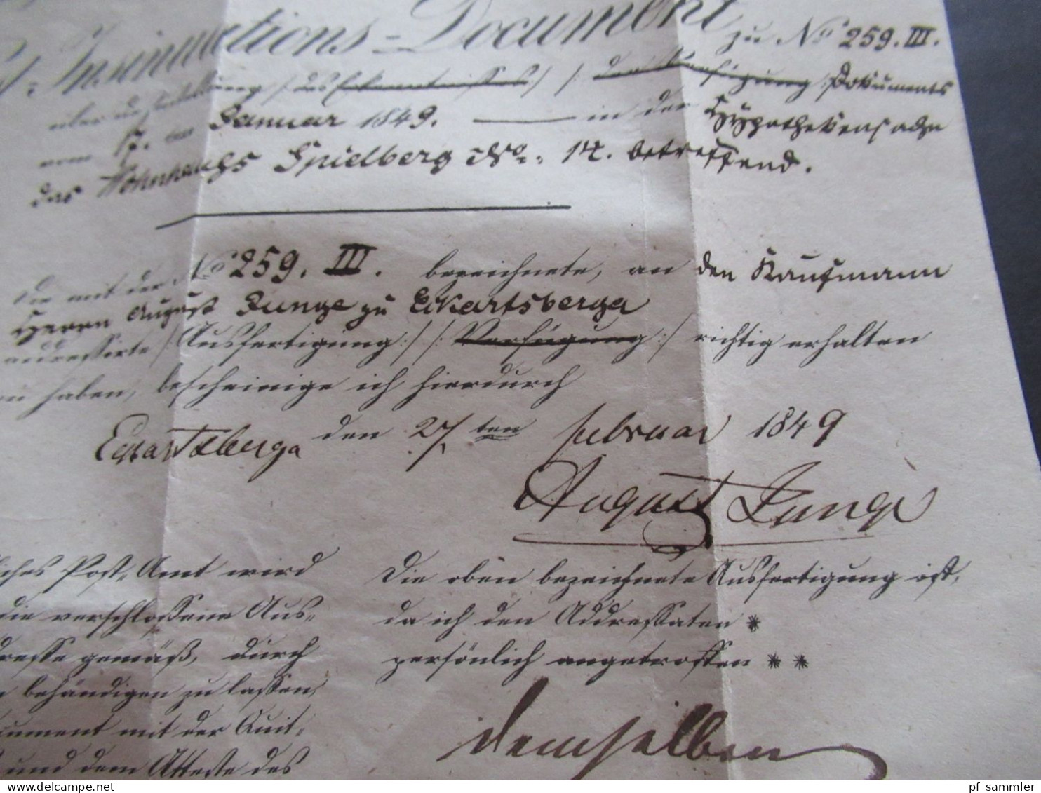 Vorphila / AD Sachsen 1849 Stempel K2 Eckartsberga / Faltbrief mit Inhalt / Post Insinuations Document / Naumburg