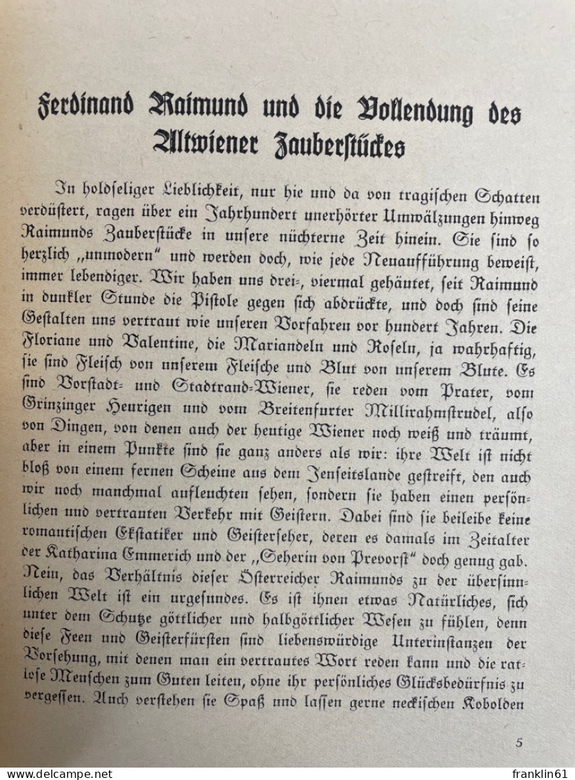 Ferdinand Raimund Und Die Vollendung Des Alt-Wiener Zauberstückes. - 4. 1789-1914