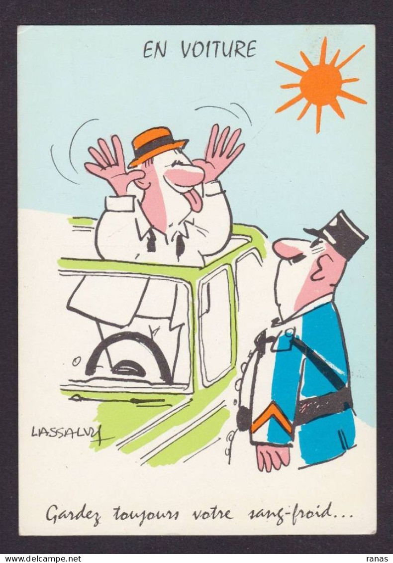 CPSM Lassalvy Illustrateur Humour En Voiture Non Circulé éditeur Marcel Vaysse - Lassalvy