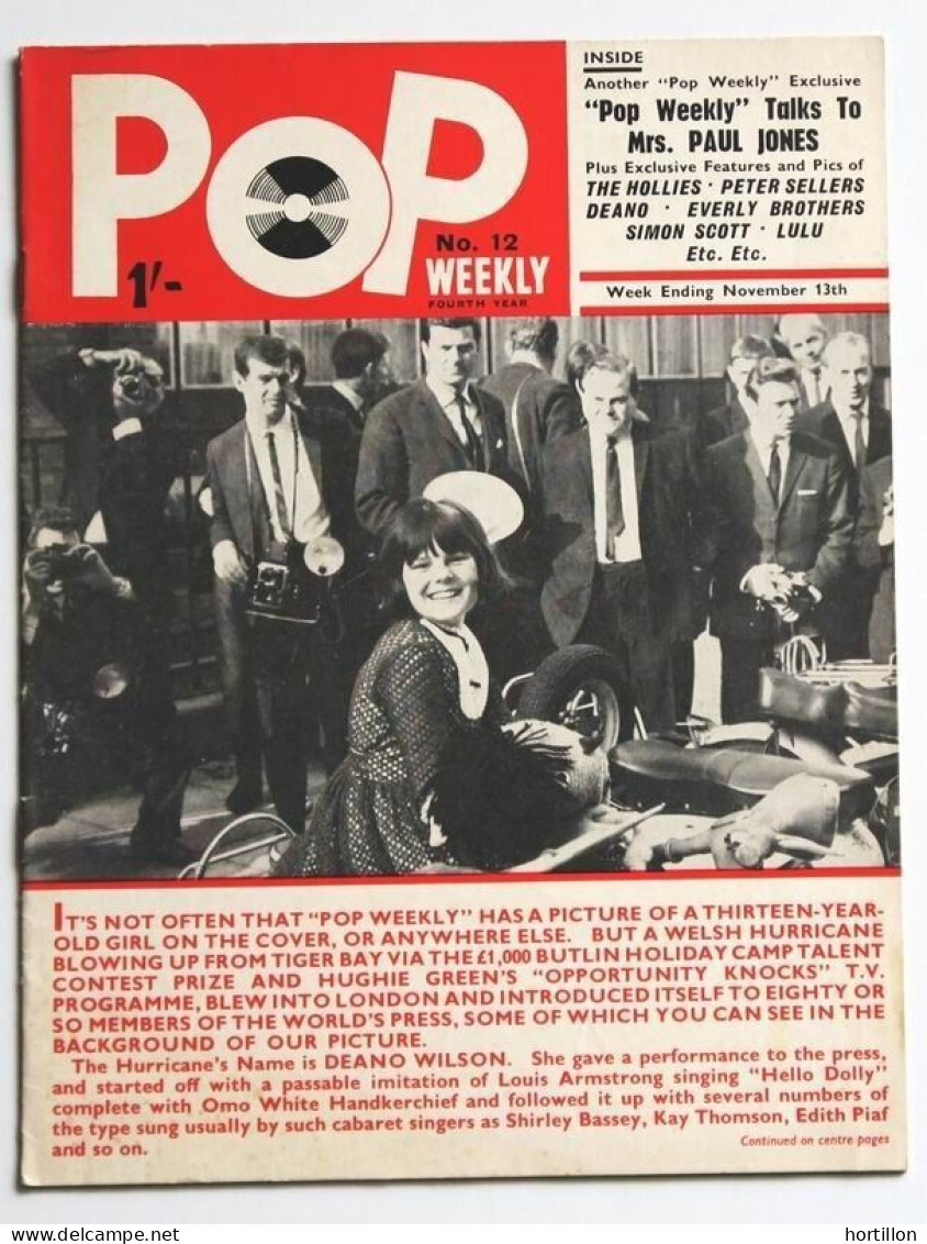 Magazine Revue UK POP WEEKLY N° 12 13/11/1965 DEANO HOLLIES ROLLING STONES PETER SELLERS - Ontwikkeling