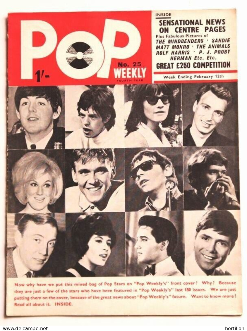 Magazine Revue UK POP WEEKLY N° 25 12/02/1966 HERMAN HERMITS / ANIMALS / SANDIE SHAW / ELVIS PRESLEY - Cultura