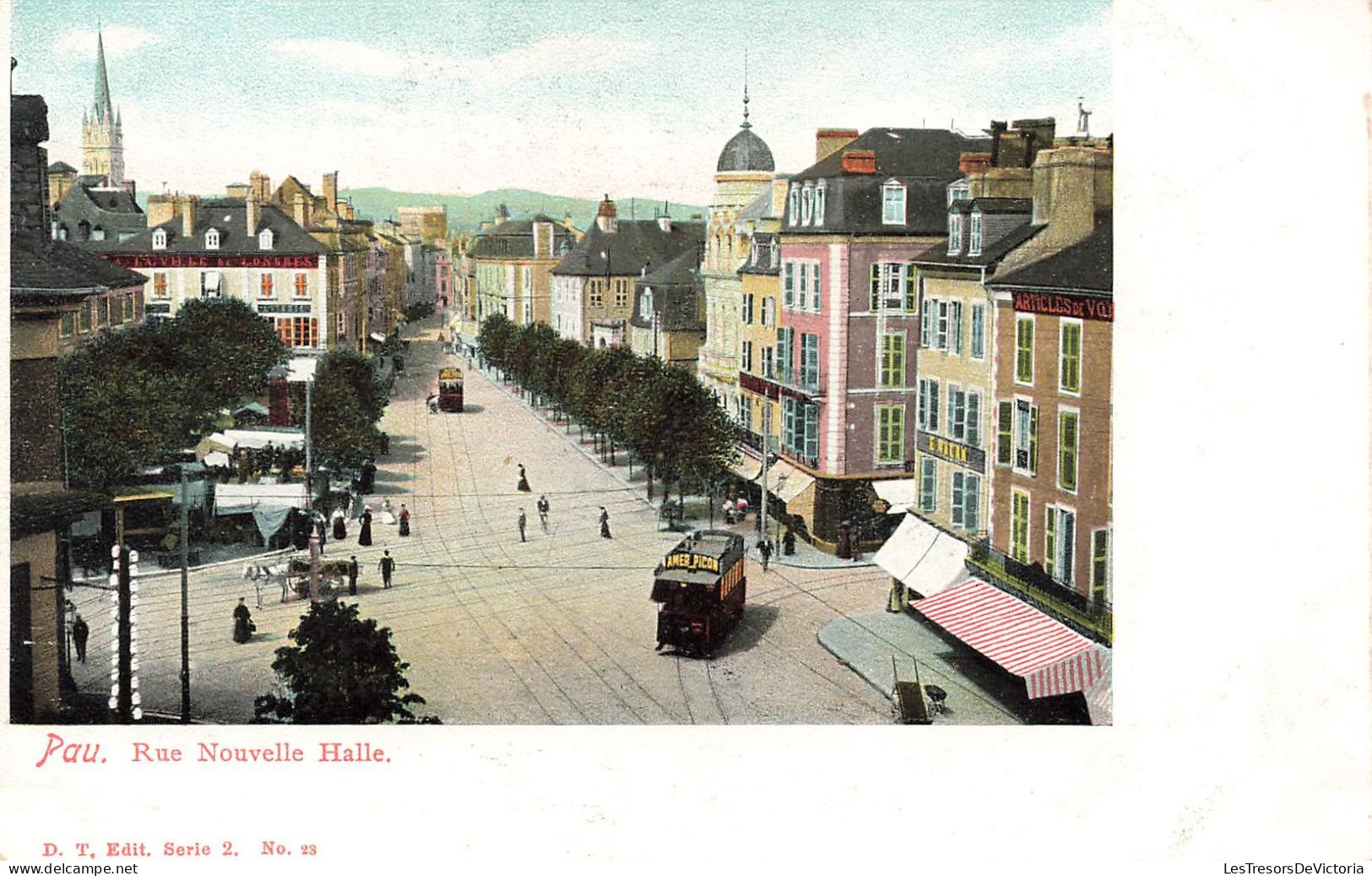 FRANCE - Pau - Vue Sur La Rue Nouvelle Halle - Colorisé - Carte Postale Ancienne - Pau