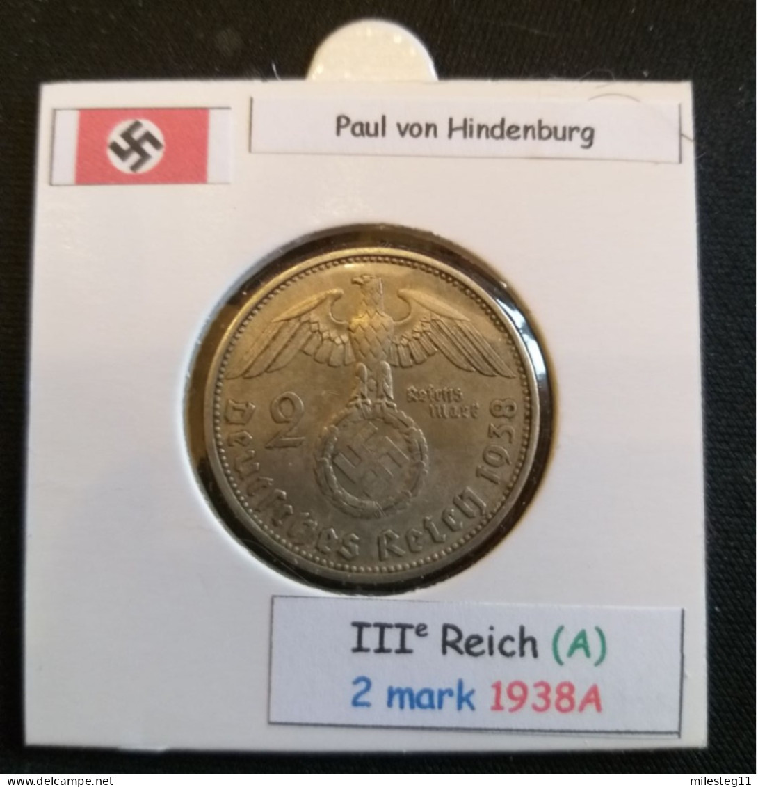 Pièce De 2 Reichsmark De 1938A (Berlin) Paul Von Hindenburg (position A) - 2 Reichsmark