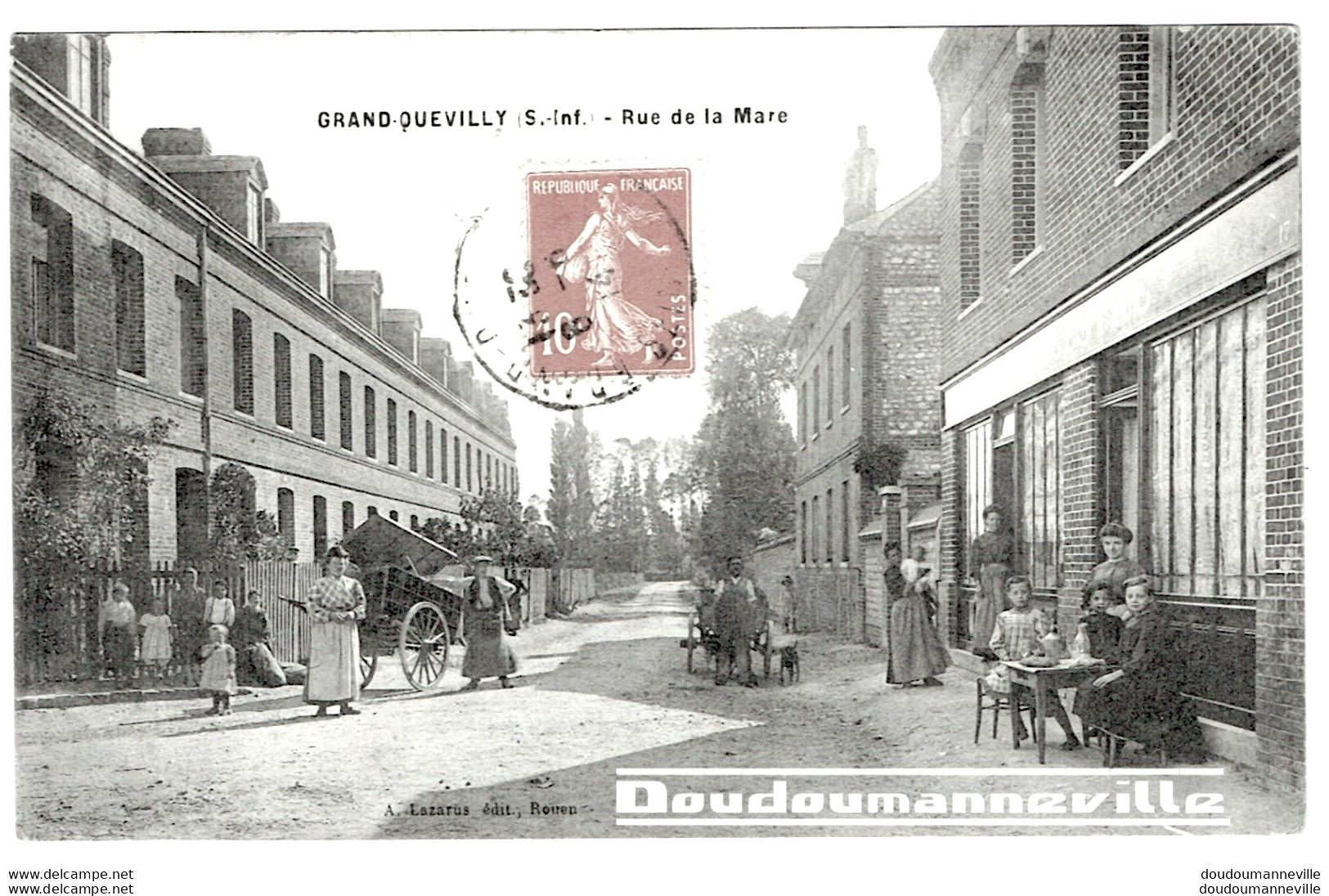 CPA - 76 - GRAND QUEVILLY - Rue De La Mare - Charrette à Bras   ***SUPERBE*** - Le Grand-quevilly