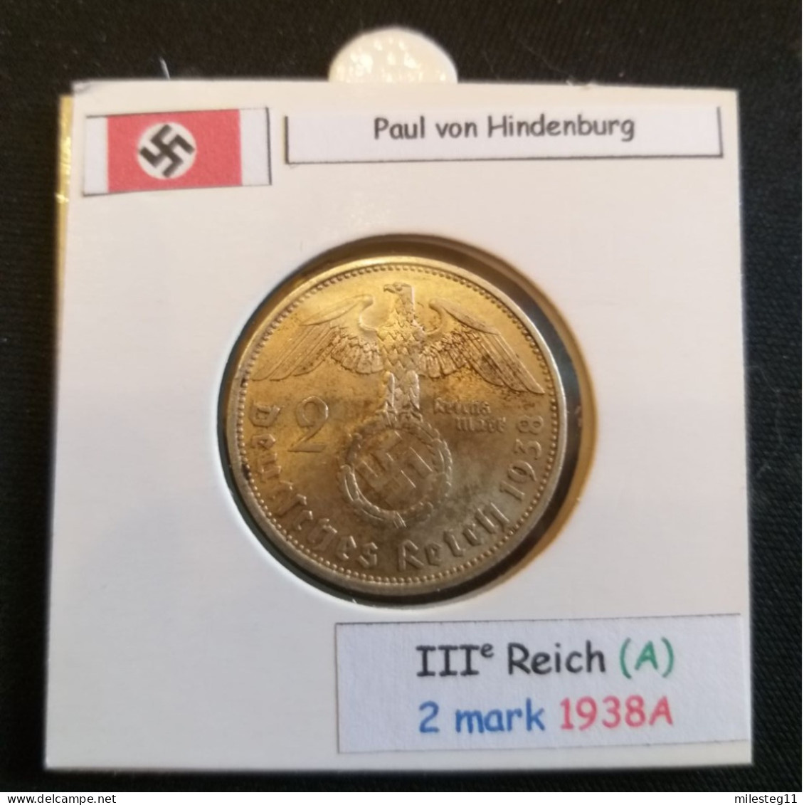 Pièce De 2 Reichsmark De 1938A (Berlin) Paul Von Hindenburg (position A) - 2 Reichsmark