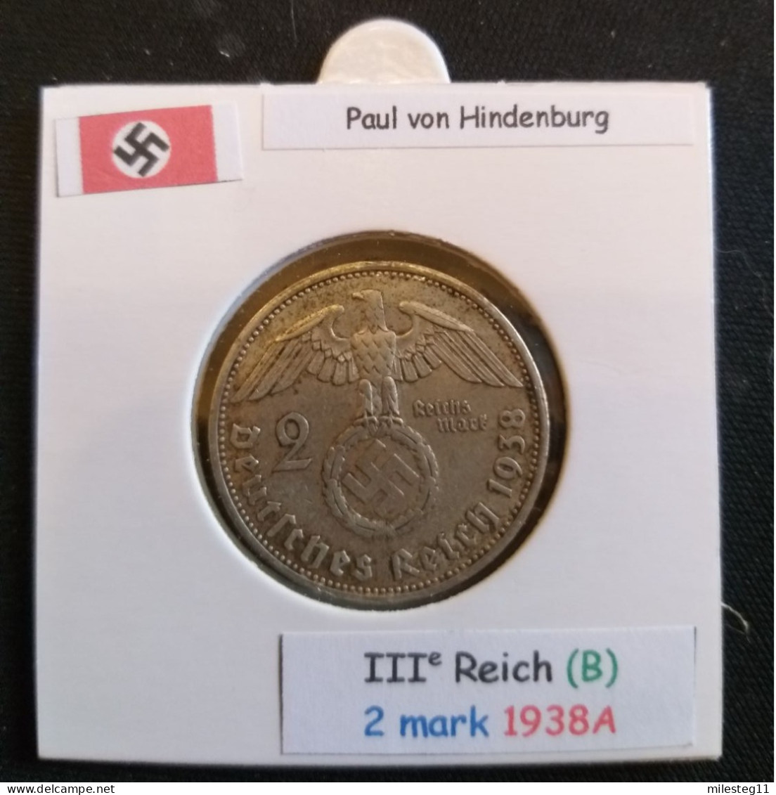 Pièce De 2 Reichsmark De 1938A (Berlin) Paul Von Hindenburg (position B) - 2 Reichsmark