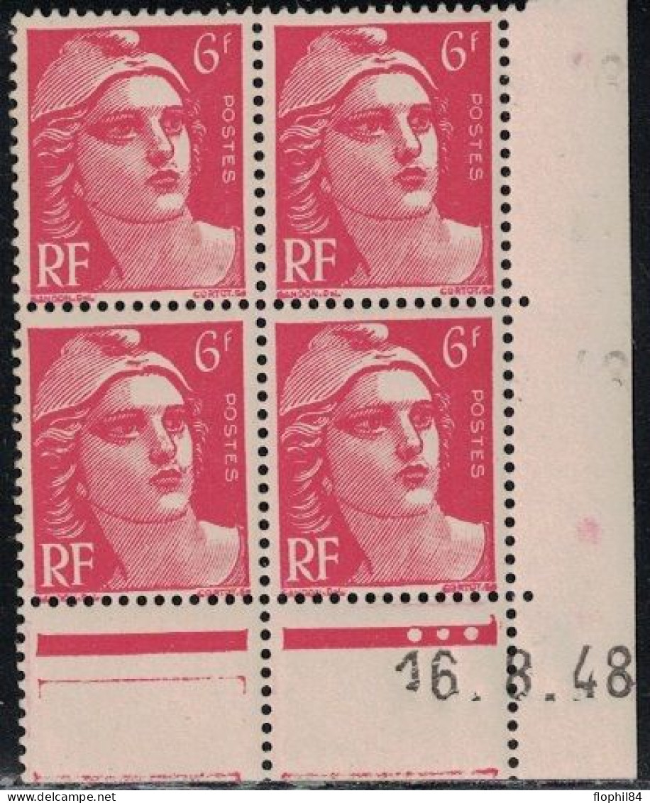 GANDON - N°721A - BLOC DE 4 TIMBRES - COIN DATE - DU 16-8-1948 - COTE 2€. - 1950-1959