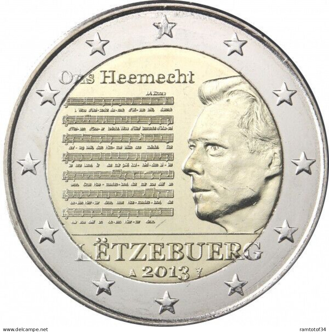 2013 LUXEMBOURG - 2 Euros Commémorative - Hymne National - Luxembourg