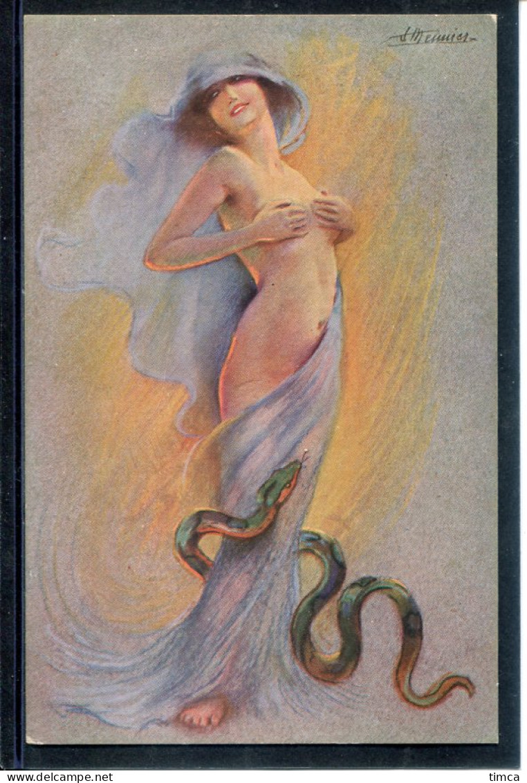 19410 S. Meunier - La Femme Et Le Serpent - Serie 64 N° 1 - Erotisme - Femme Nue Se Couvrant Les Seins - Meunier, S.