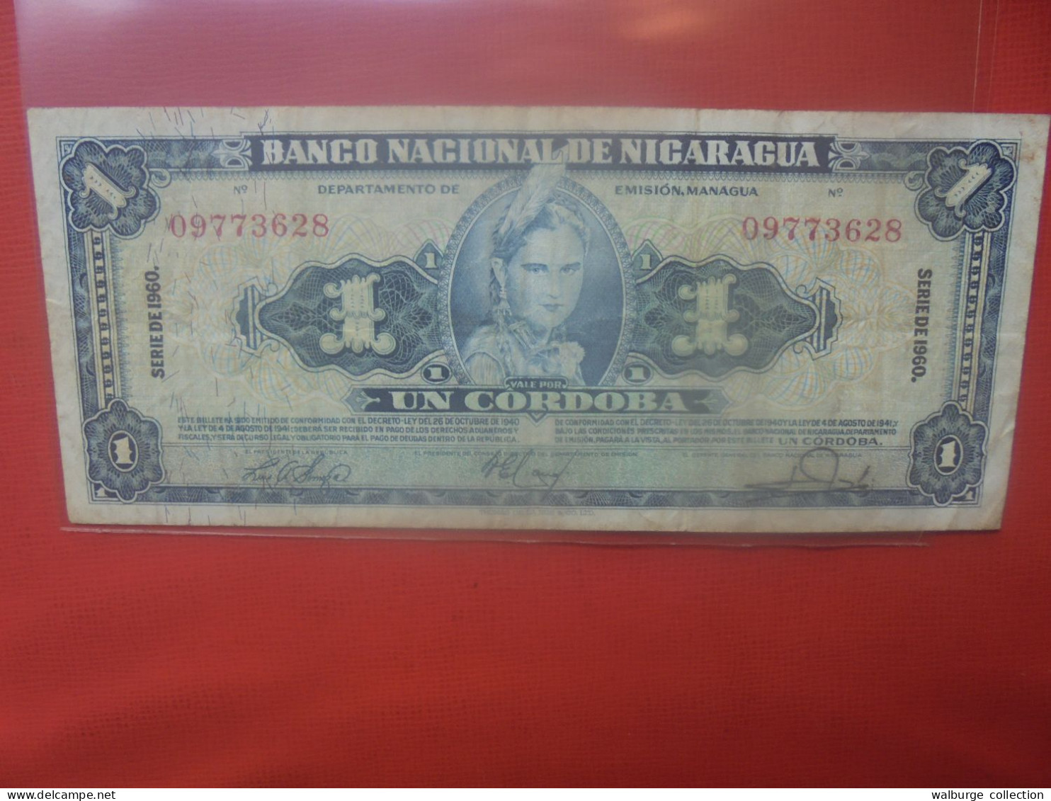 NICARAGUA 1 CORDOBA 1960 Circuler (B.31) - Nicaragua