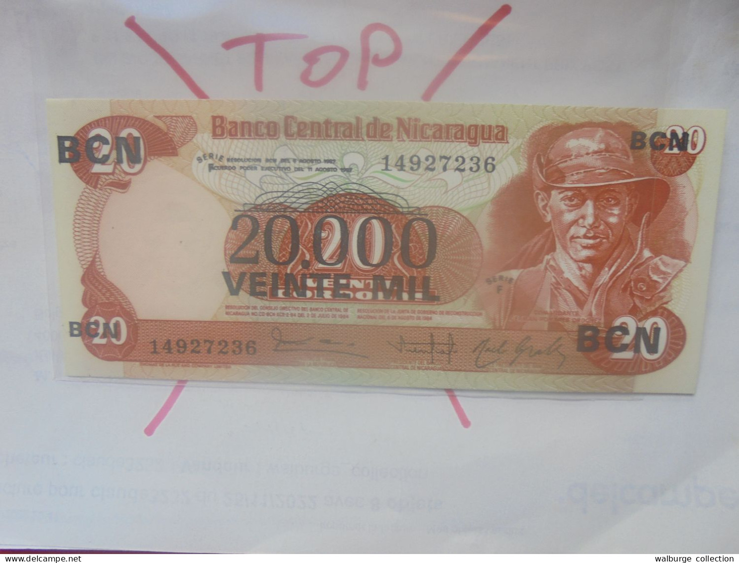 NICARAGUA 20.000 CORDOBAS/20 CORDOBAS 1987 Neuf (B.31) - Nicaragua
