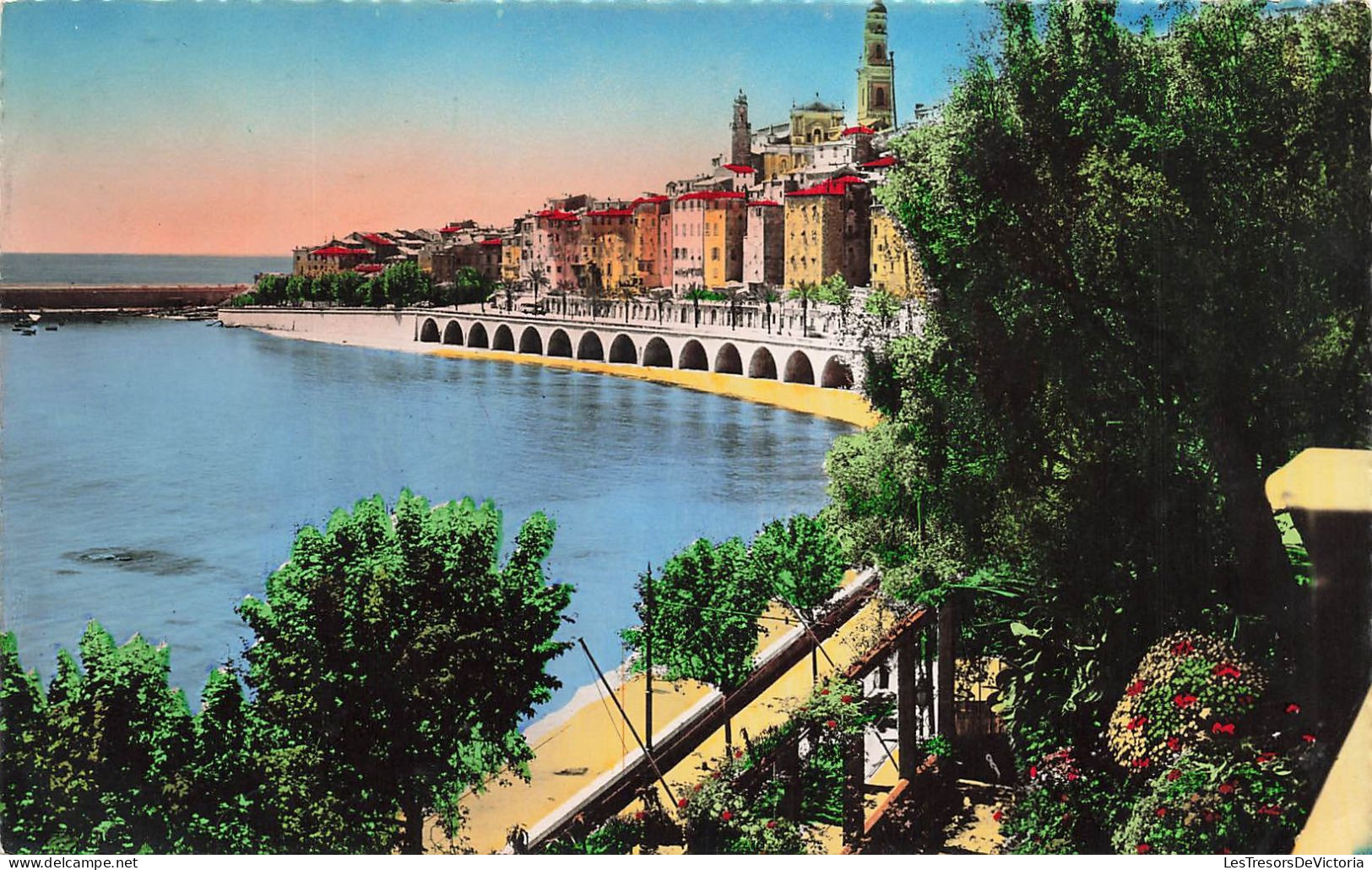 FRANCE - Menton - La Vieille Ville - Colorisé - Vue Sur La Mer - Carte Postale Ancienne - Menton