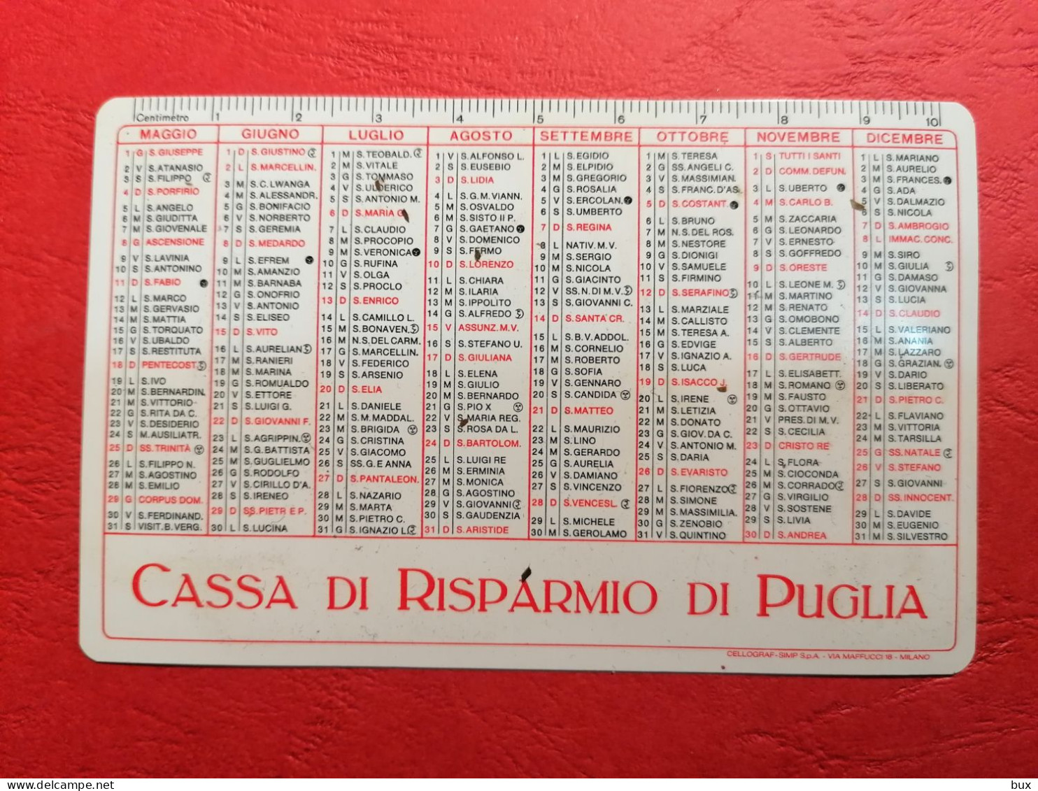 1975 Cassa Di Risparmio Di Puglia Banca Bankcalendario Pubblicitario - Petit Format : 1961-70