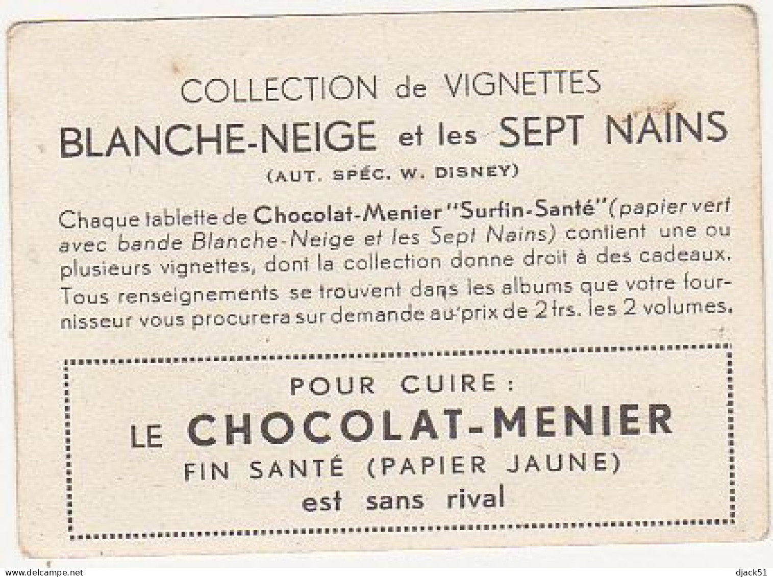 Ancienne Image / Chromo / CHOCOLAT MENIER / BLANCHE-NEIGE Et Les SEPT NAINS / N°176 - Menier