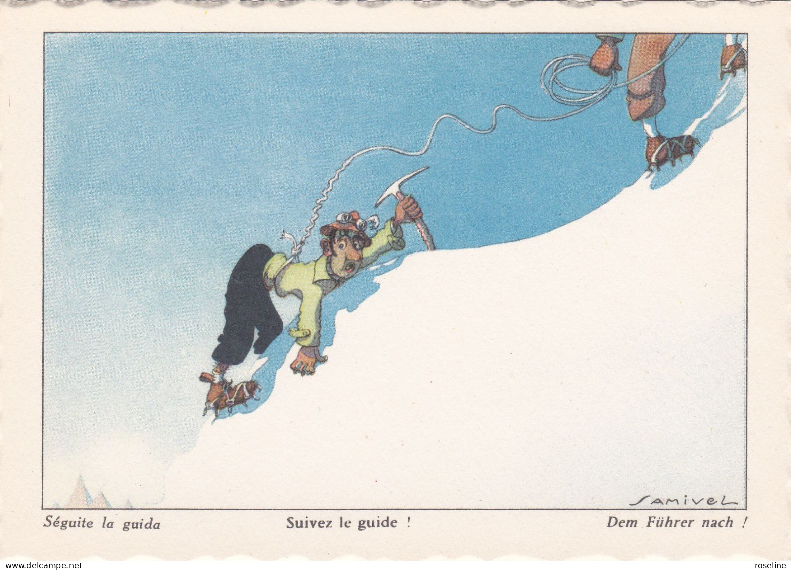 Illustration SAMIVEL  Ed EFPE N°24 - Suivez Le Guide   Alpinisme  - CPSM 10.5x15 état Luxe 1957 Neuve - Samivel