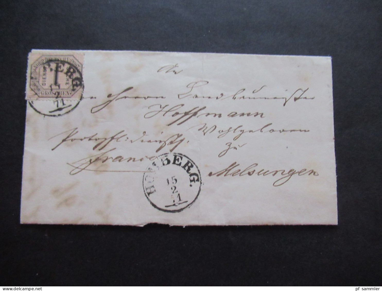 AD NDP 1871 Dienstmarke Nr.4 EF TuT Stempel K1 Homberg Nach Melsungen / Faltbrief Mit Inhalt - Storia Postale