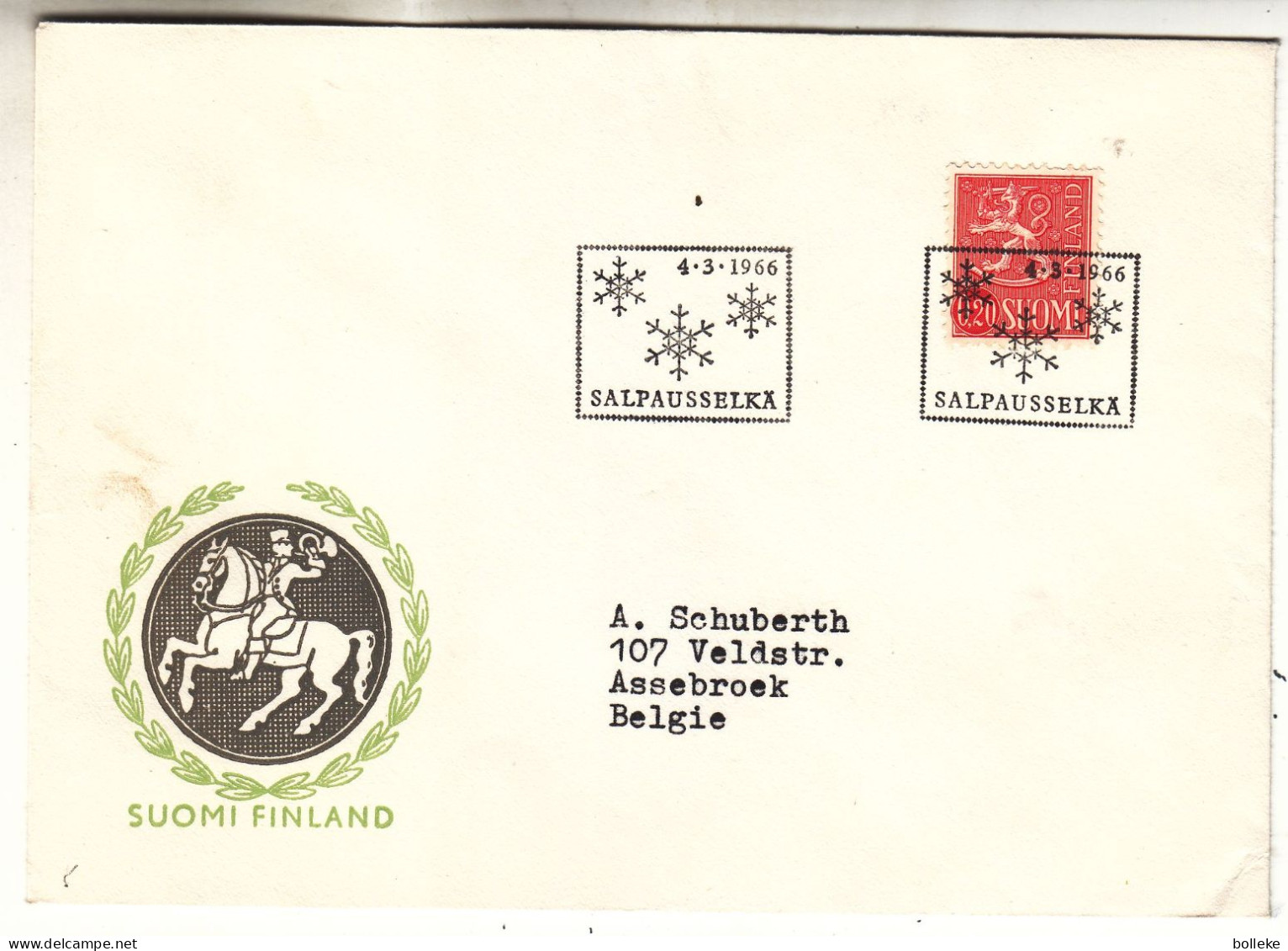 Finlande - Lettre De 1966 - Oblit Salpausselka - - Covers & Documents