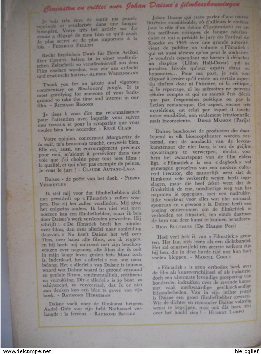 LANTARENMUZIEK door Johan Daisne 1957 1ste druk pseudoniem van Herman Thiery ° & + Gent filmatiek bioscoop film cinéma