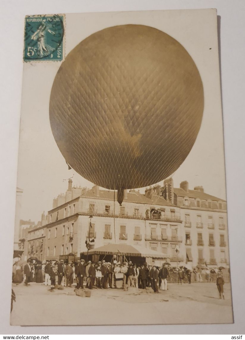 Aviation Ballon Nantes Bretagne France Carte Photo Autographe De ? Pilote Caudron Adressée à L'aéronaute Louis Marchand - Balloons