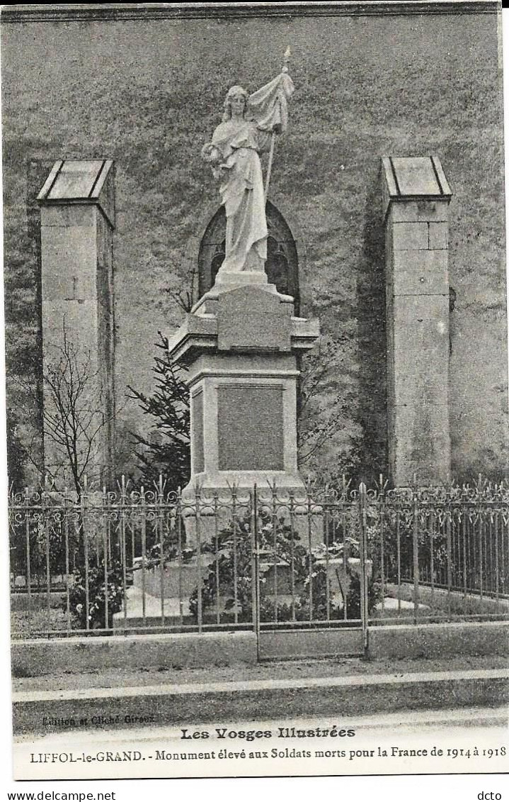 LIFFOL-le-GRAND (88) Monument Aux Soldats Morts Pour La France De 1914 à 18 Ed. Giroux - Liffol Le Grand