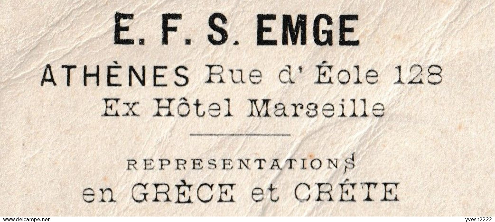 Grèce 1901 Et 1902. 2 Entiers Postaux Timbrés Sur Commande. Hôtel, Rue D'Éole 128, Ex Hôtel Marseille. Mythologie - Climat & Météorologie