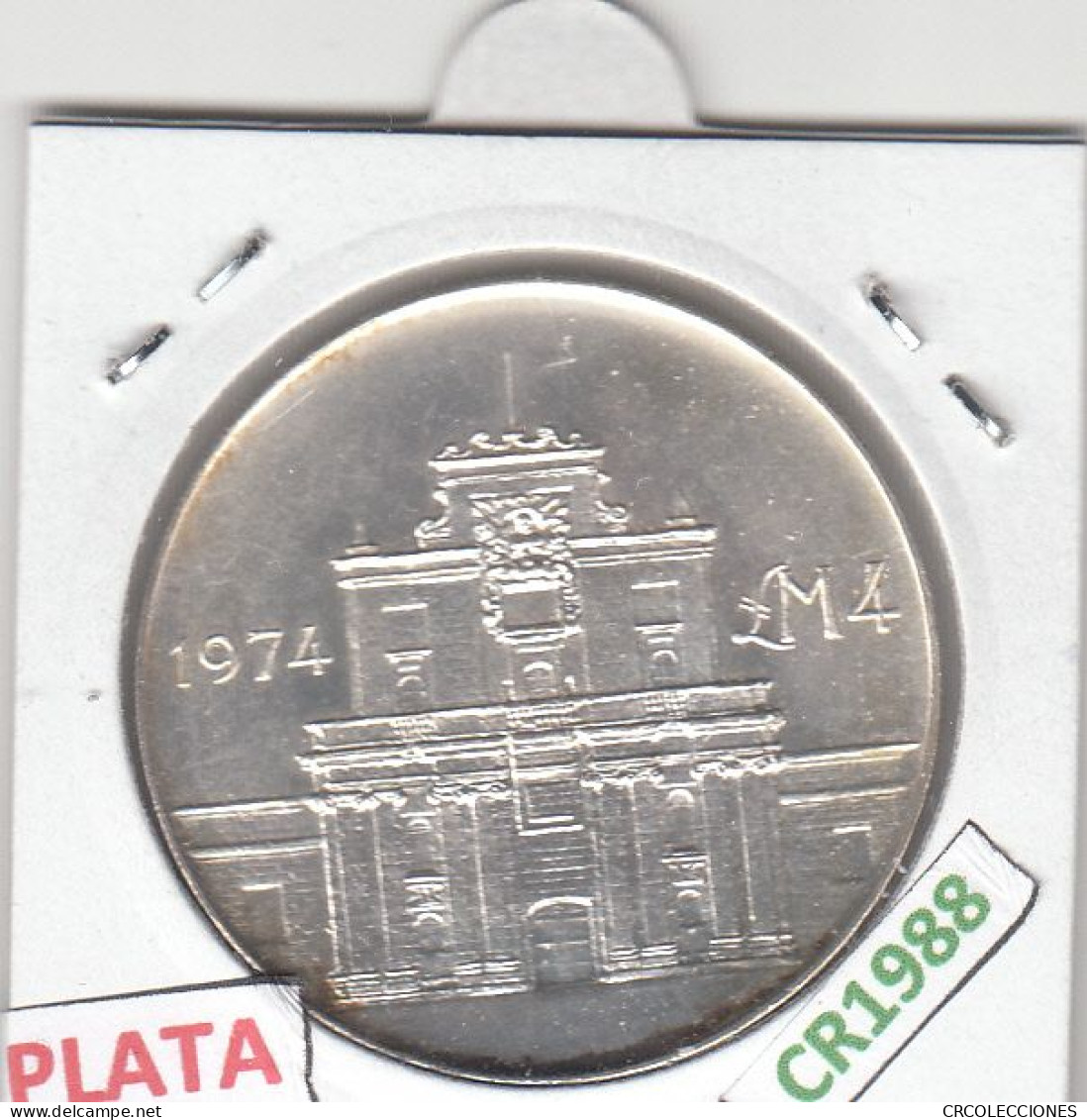 CR1988 MONEDA MALTA 4 LIRAS 1974 PLATA - Malta