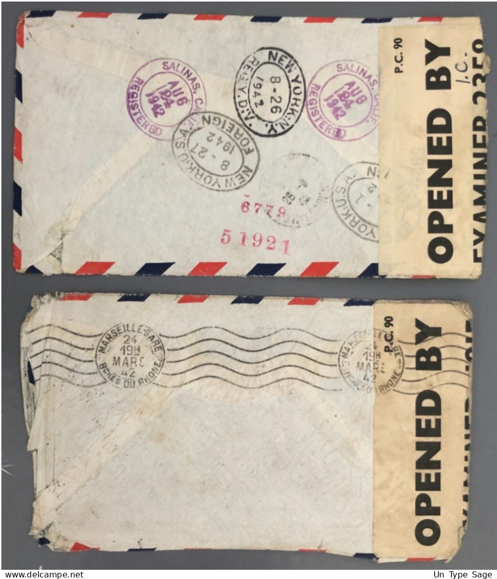 Etats-Unis 2 Enveloppes Avec Censure 1942 - (B2027) - Marcophilie
