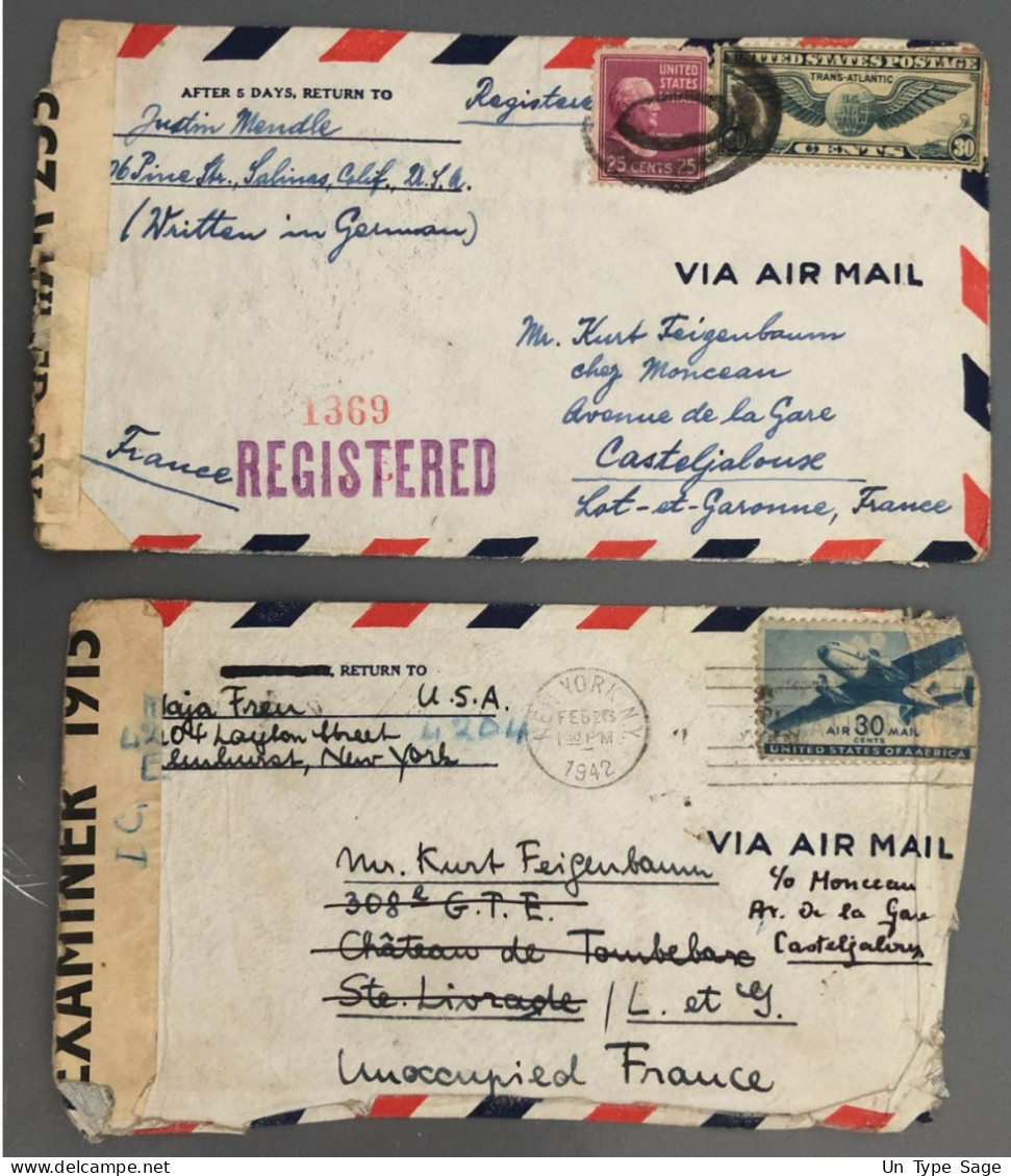 Etats-Unis 2 Enveloppes Avec Censure 1942 - (B2027) - Storia Postale