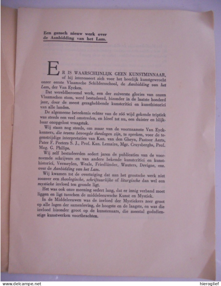 Prospectus Boek DE AANBIDDING Van Het LAM Door Leo Clysters / Het Lam Gods Van Eyck Sint-Baafs Kathedraal Gent - Historia