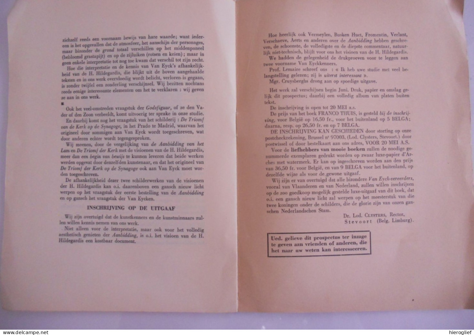 Prospectus Boek DE AANBIDDING Van Het LAM Door Leo Clysters / Het Lam Gods Van Eyck Sint-Baafs Kathedraal Gent - Histoire