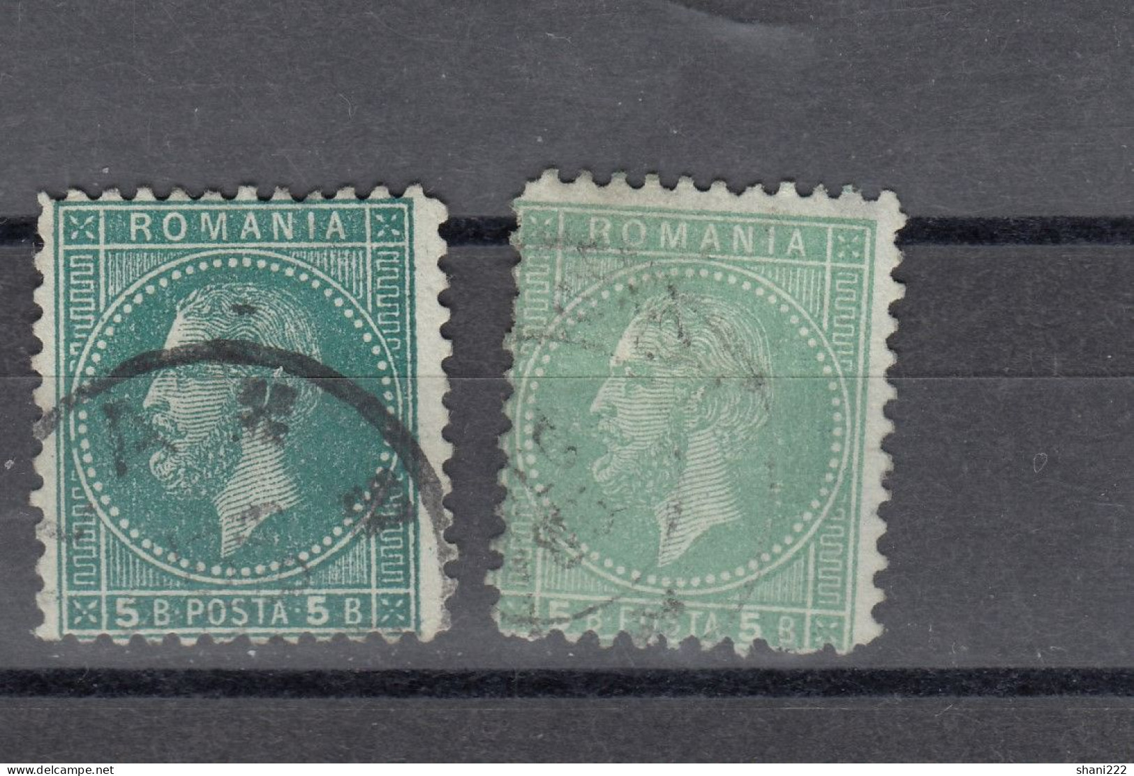 Romania 1879 Carl I, Bucharest Print, 5 B In 2 Shades (e-21) - 1858-1880 Moldavië & Prinsdom
