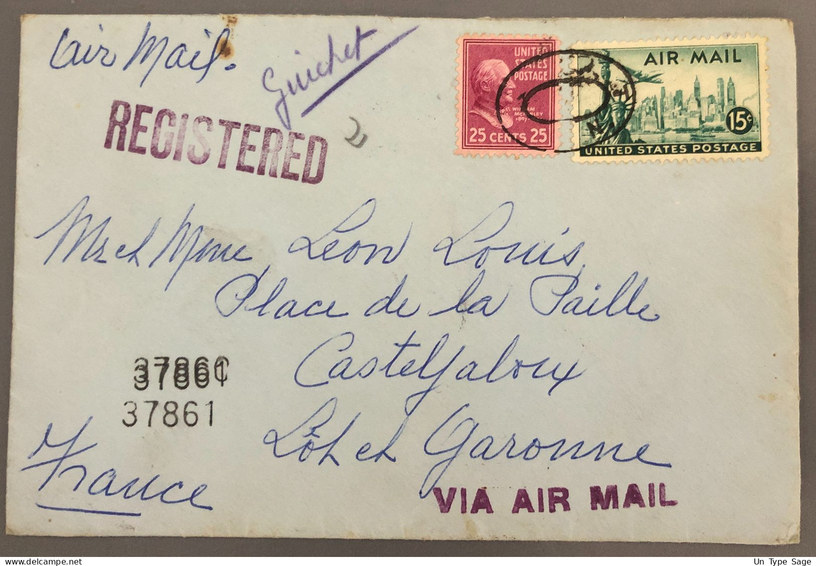 Etats-Unis Divers Sur Enveloppe De Bridgeport, Connecticut 29.1.1949 Pour La France - 2 Photos - (B2038) - Marcophilie