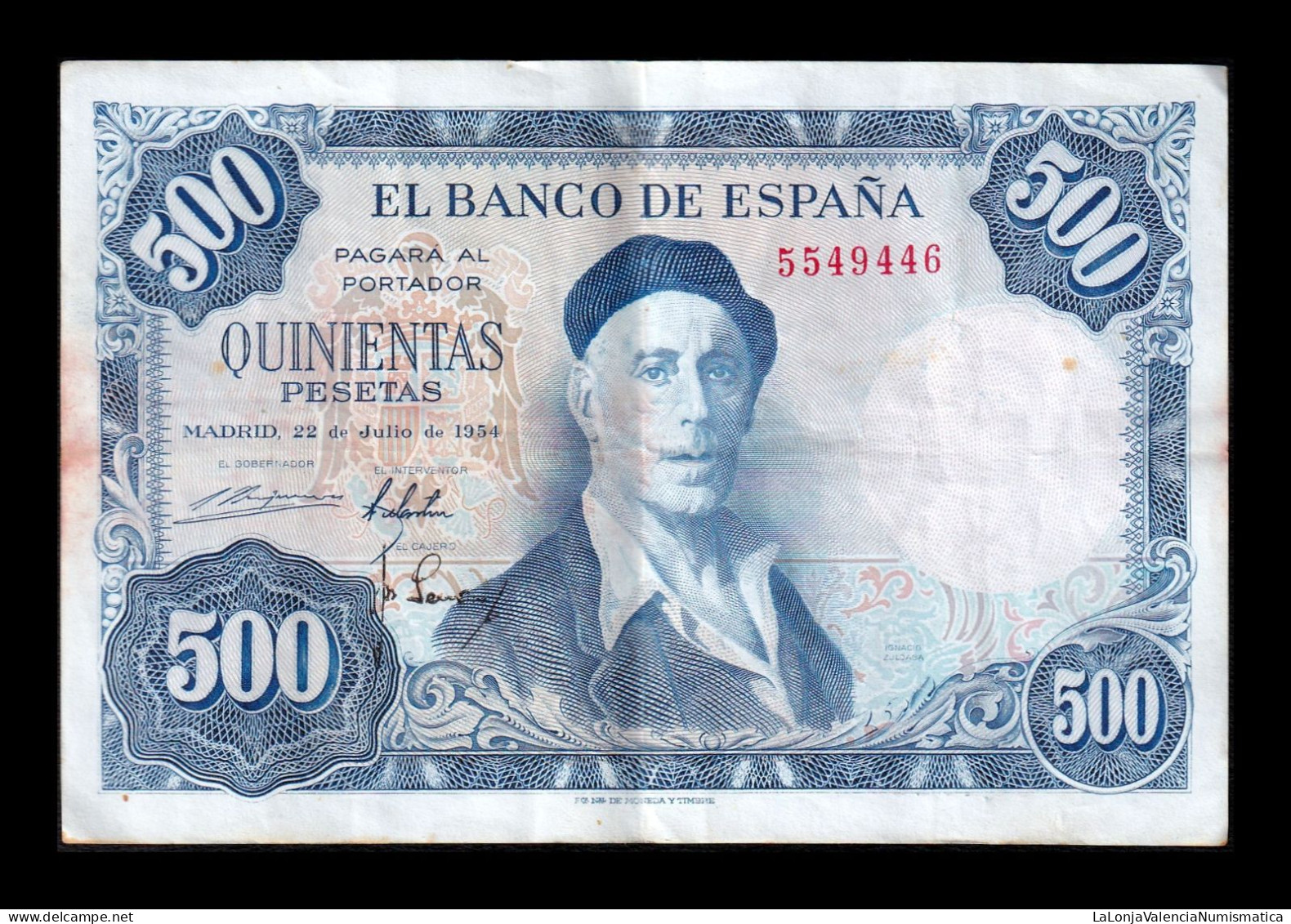 España Spain 500 Pesetas Ignacio Zuloaga 1954 Pick 148 Sin Serie Mbc/+ Vf/+ - 500 Peseten