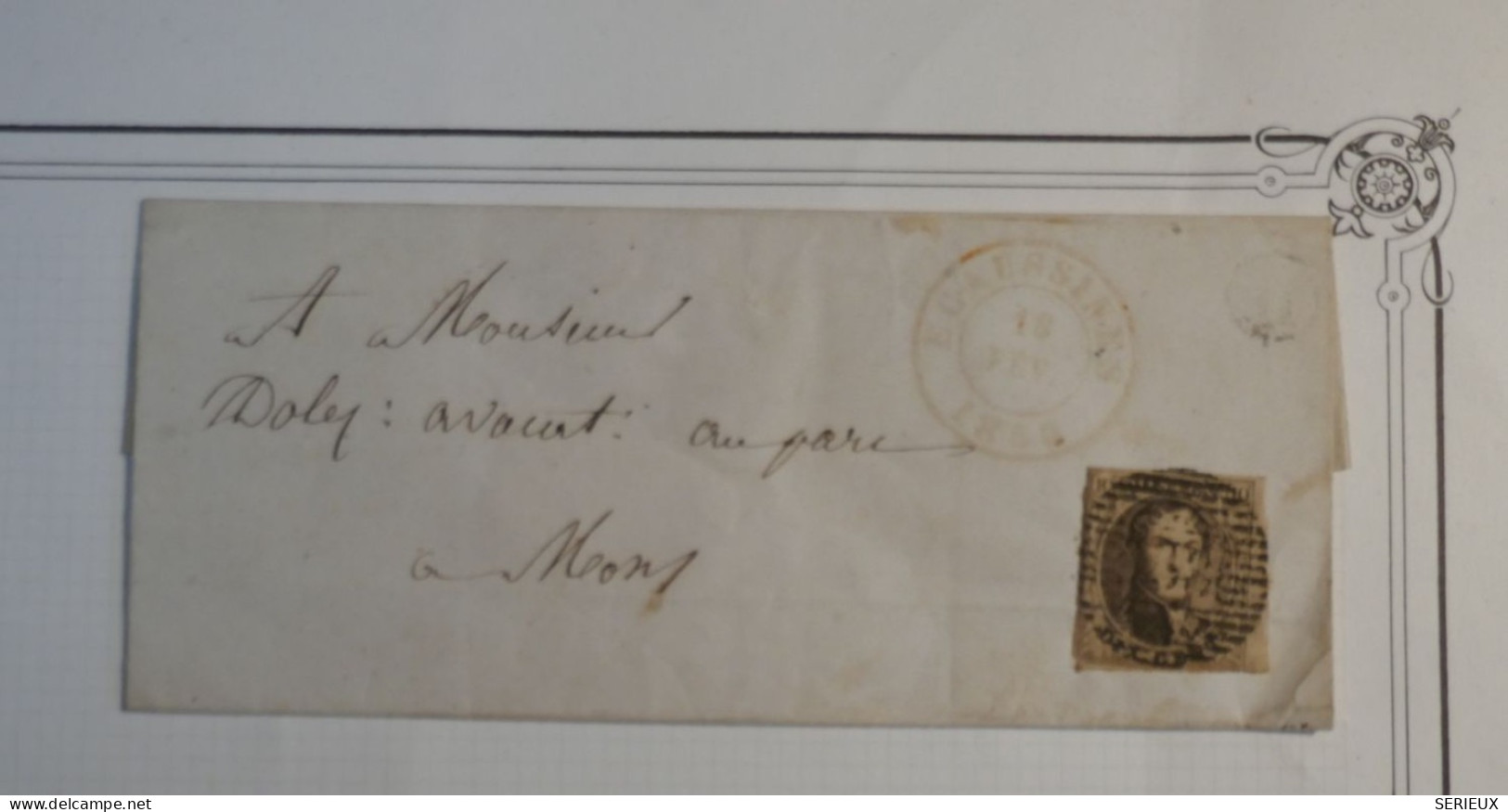 AD21   BELGIQUE   LETTRE  1852   POUR MONS +10C +AFF. INTERESSANT+ ++ - 1849-1865 Médaillons (Autres)