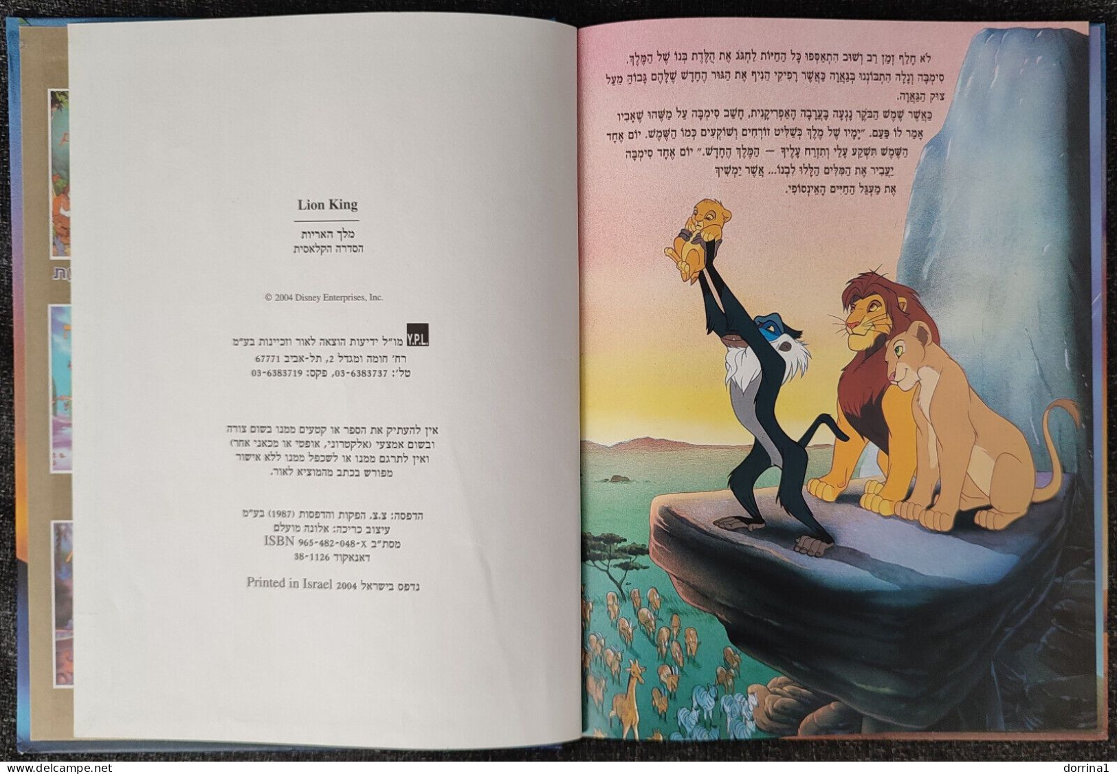 LION KING - Hebrew Disney Book Printed In Israel 2004 - מלך האריות - Junior