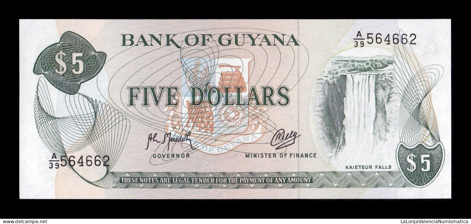Guyana 5 Dollars 1996 Pick 22f(2) Sc Unc - Guyana