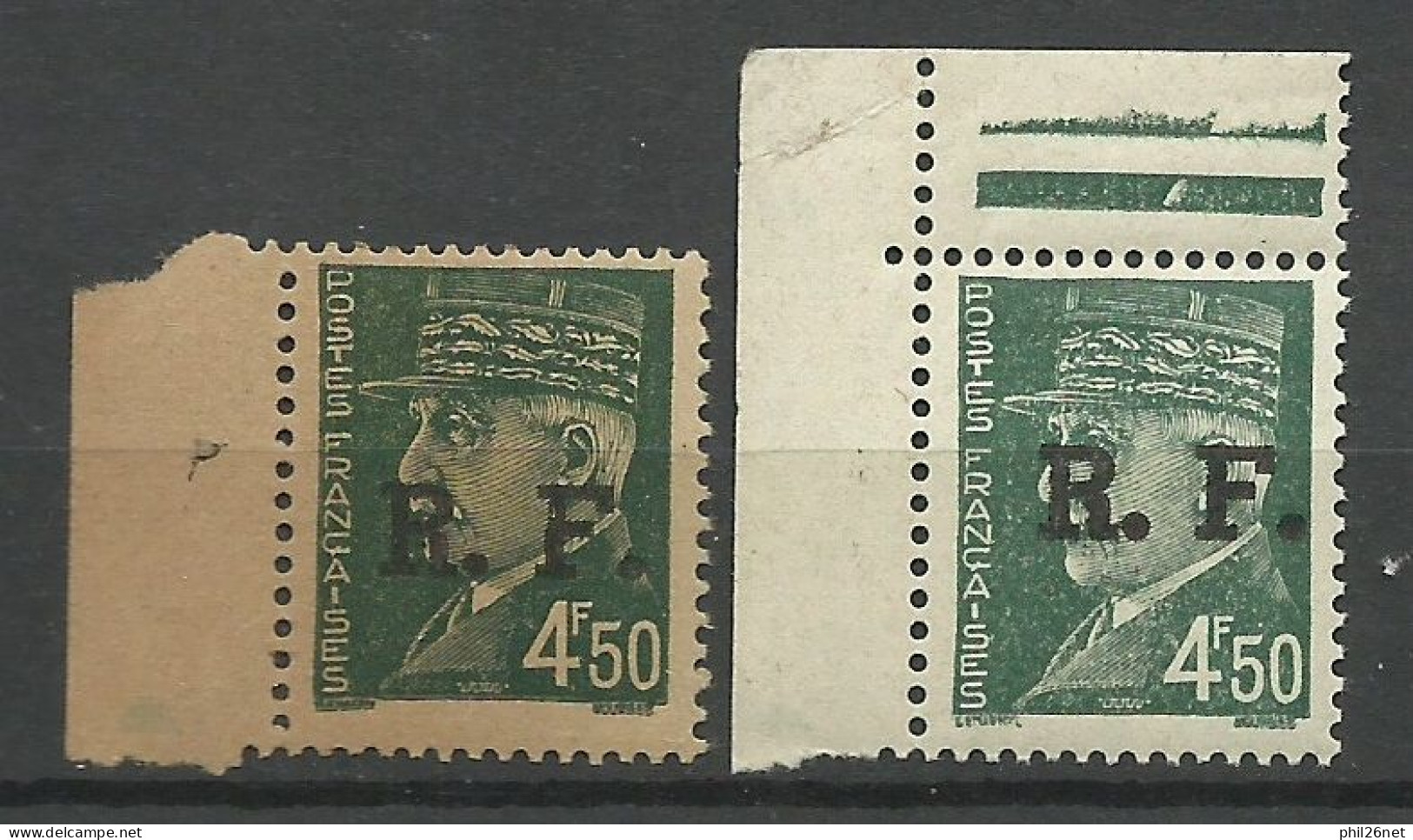 France  Libération De Lyon N°15   RF Sur Le N° 521B  Papier Normal Et Variété Papier GC   Neufs  * * B/TB  =  MNH F/ VF - Befreiung