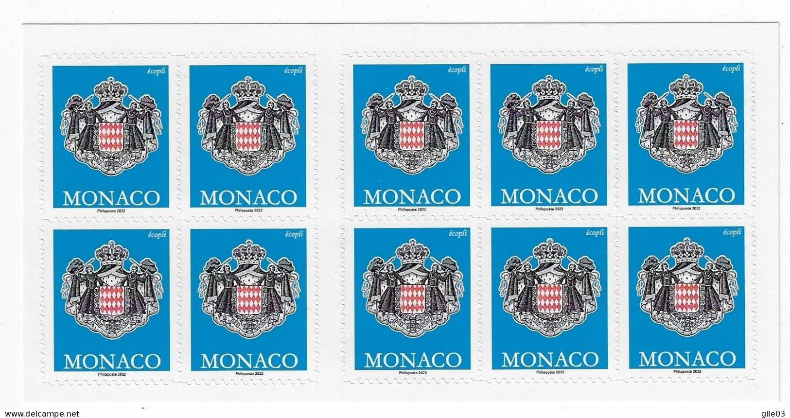 MONACO  2022 --Carnet TVP Bleu Ecopli Armoiries De Monaco - Carnets