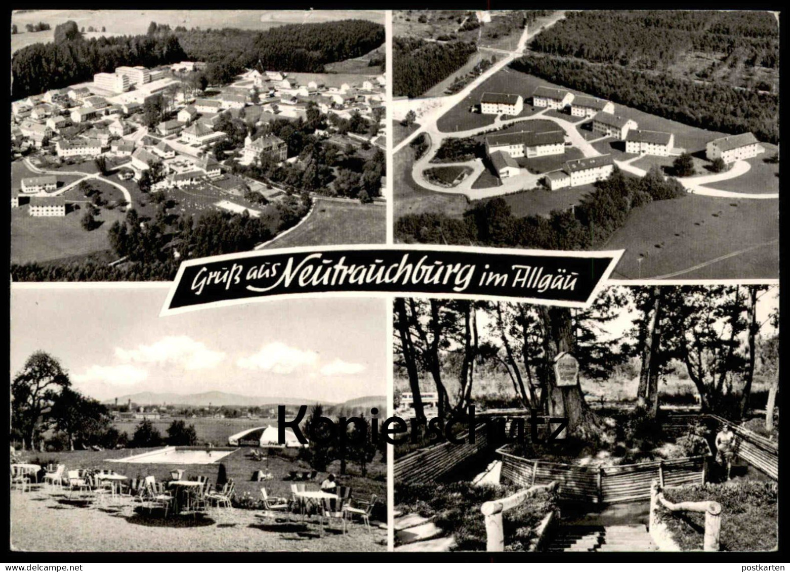 ÄLTERE POSTKARTE GRUSS AUS NEUTRAUCHBURG ISNY IM ALLGÄU REKLAME TRINK SINALCO SCHIRM Ansichtskarte AK Cpa Postcard - Isny