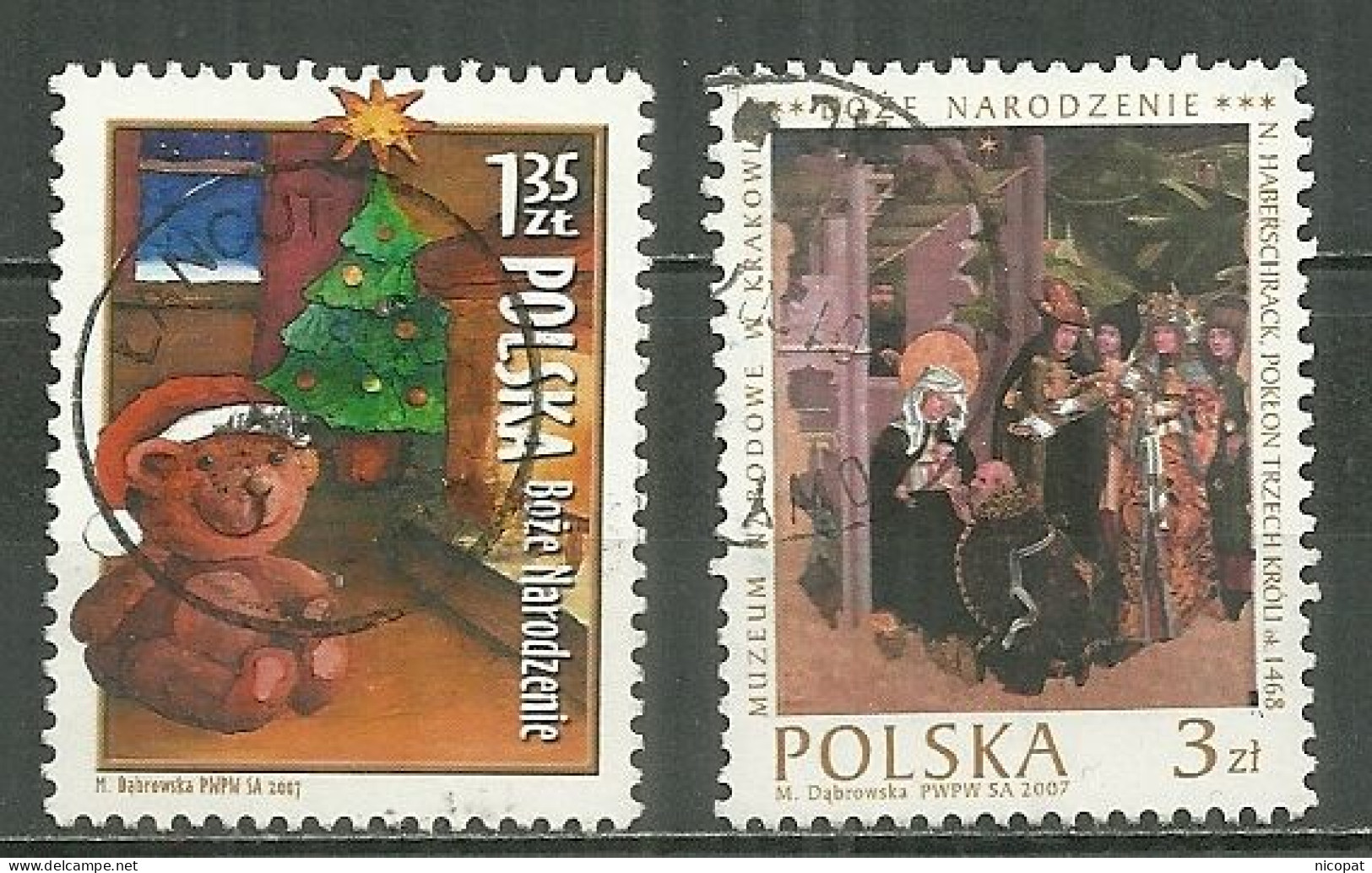 POLAND Oblitéré 4079-4080 Noël Ours Sapin Arbre Adoration Des Mages Mikolaj Haberschrack - Used Stamps