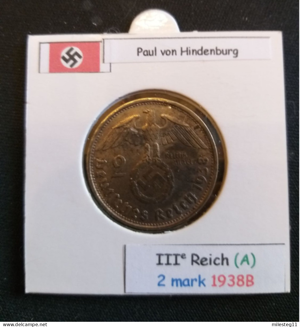 Pièce De 2 Reichsmark De 1938B (Vienne) Paul Von Hindenburg (position A) - 2 Reichsmark